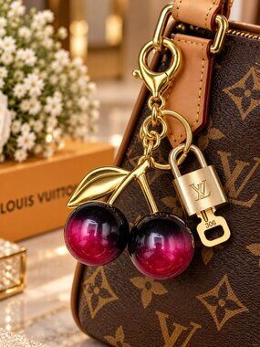 Louis Vuitton Gold Padlock Key 🔒 Authentic LV Charm + Unbranded Apple Keychain